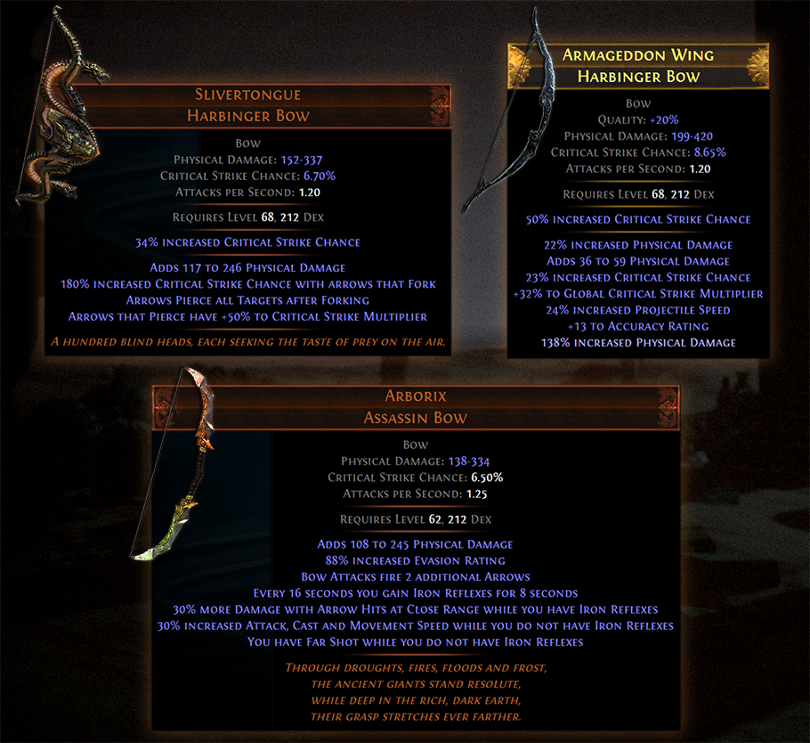 Poe unique bows. Champion POE. Пое Iron Reflex. Чин сол лук убийцы POE.